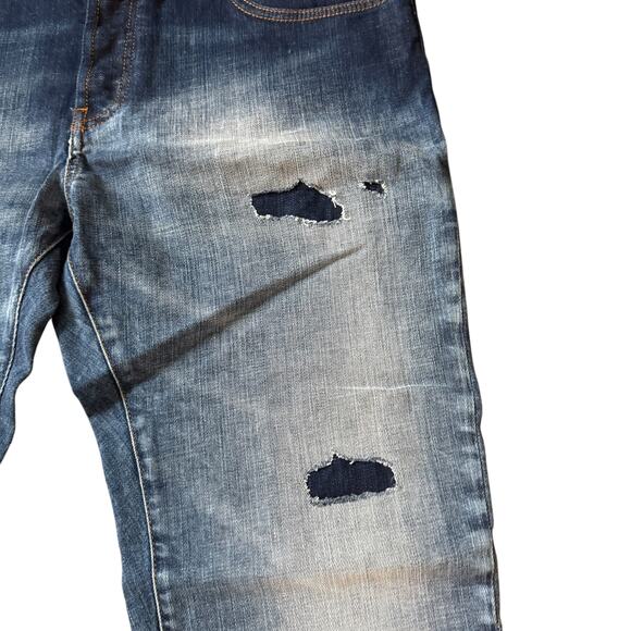 John Richmond Distressed Patched Slim Fit Jeans - Picture 8 of 13